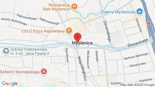 Office spaces for rent i Myślenicki - kort over placeringen