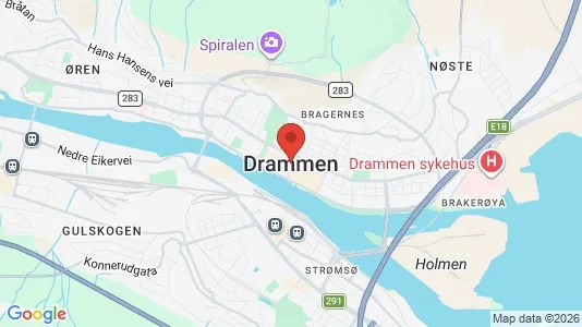 Lokaler til salgs i Drammen - kort over placeringen