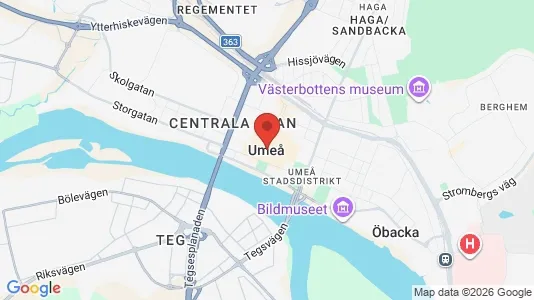 Butikslokaler för uthyrning i Umeå - kort over placeringen
