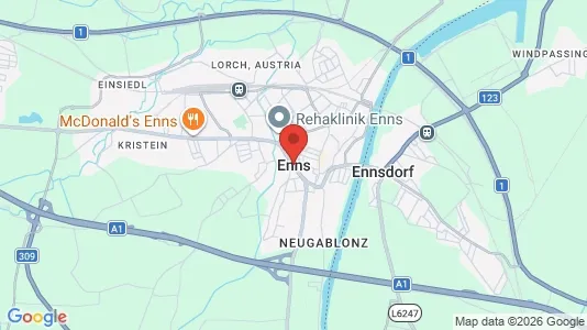 Nieruchomości przemysłowe Do wynajęcia i Enns - kort over placeringen