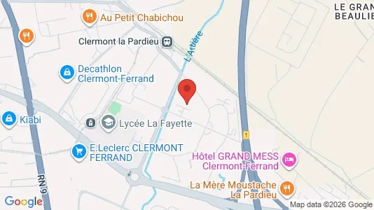 Coworking spaces zur Miete i Clermont-Ferrand - kort over placeringen