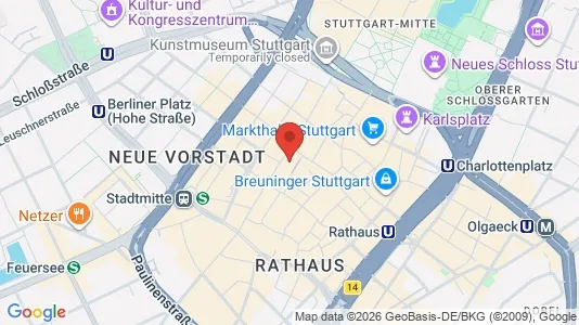 Kontorhoteller til leie i Stuttgart-Mitte - kort over placeringen