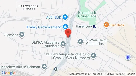 Kontorhoteller til leje i Nuremberg - kort over placeringen