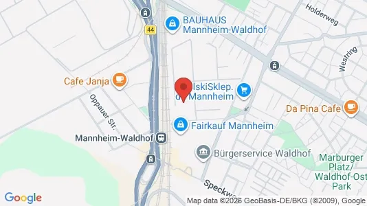 Kontorhoteller til leie i Mannheim - kort over placeringen