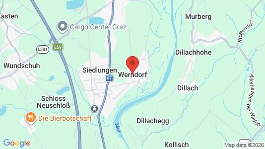 Gewerbeflächen zur Miete i Werndorf – Foto von Google Street View