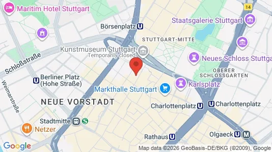 Kontorhoteller til leie i Stuttgart-Mitte - kort over placeringen
